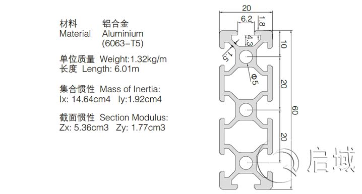 歐標2060鋁型材
